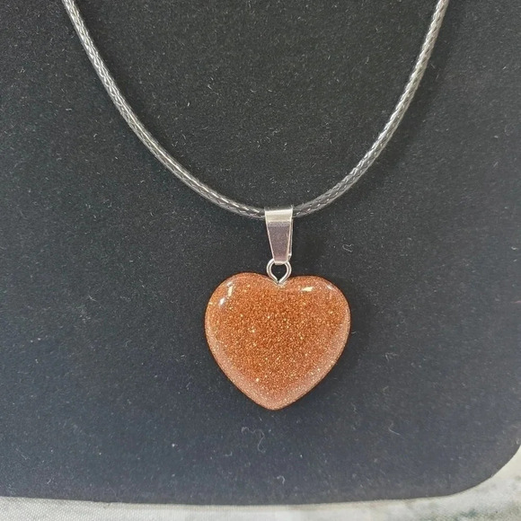 Copper Sandstone Heart Earring and Necklace Set - Picture 3 of 4